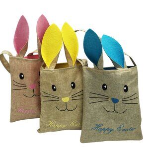 3 Pack New Cute Easter Bags Bunny Ears for kids egg hunt